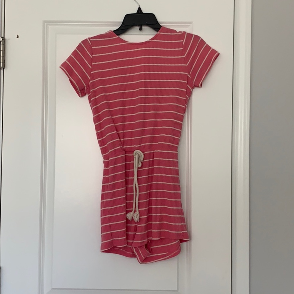 Pink striped romper